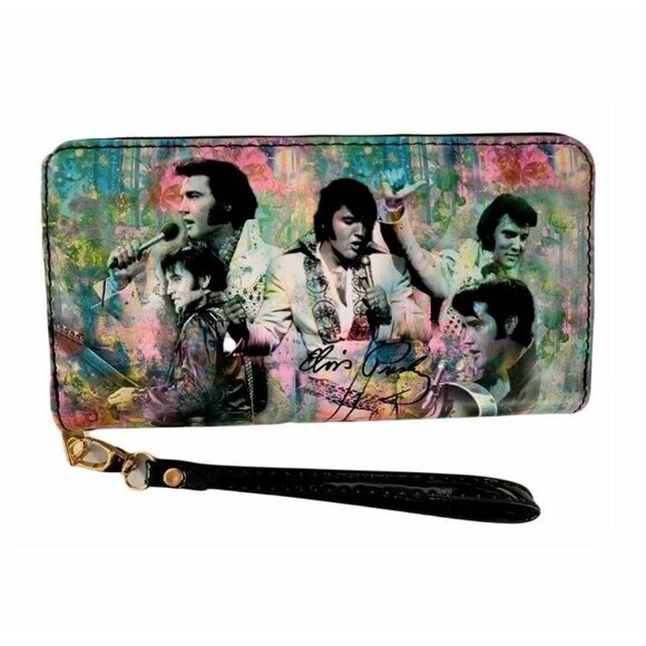 New Elvis Presley Clutch Purse Wallet Zip Wristlet Phone Coin Holder Pictures - Picture 1 of 3